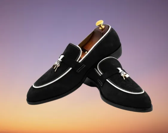 Handmade Two Tone Suede Loafer Moccasins for Men