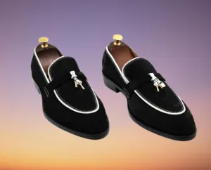 Handmade Two Tone Suede Loafer Moccasins for Men