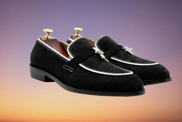 Handmade Two Tone Suede Loafer Moccasins for Men