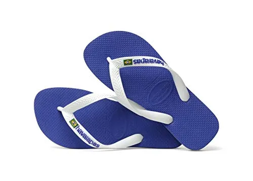 Havaianas Kid's Brazil Logo Flip Flop Sandal, Marine Blue, 3/4 M US Little Kid