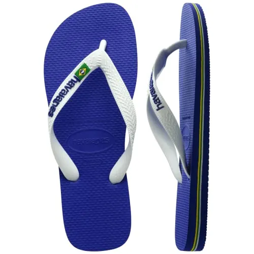 Havaianas Kid's Brazil Logo Flip Flop Sandal, Marine Blue, 3/4 M US Little Kid