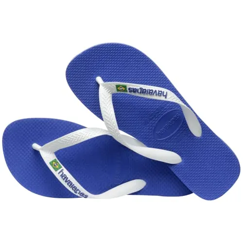 Havaianas Kid's Brazil Logo Flip Flop Sandal, Marine Blue, 3/4 M US Little Kid