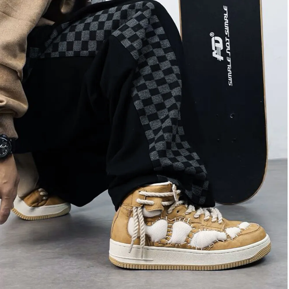 High Street Patchwork High Top Sneakers