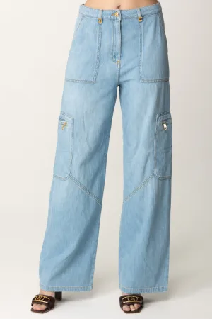Jeans Cargo con Tasconi e Dettaglio Gioiello