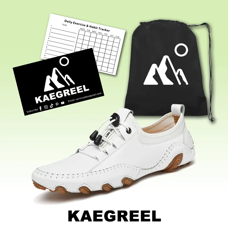 Kaegreel Men's Handmade Leather Casual Fashion Driving Shoes Lace-Up Comfortable Loafers Sneakers