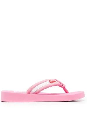 Kenzo logo-patch striped flip flops