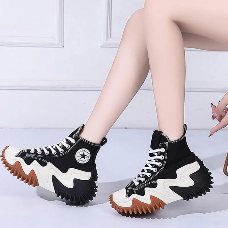 Ladies Platform High Top Canvas Shoes