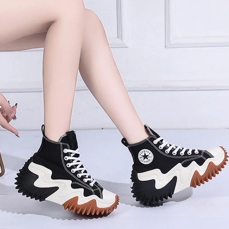 Ladies Platform High Top Canvas Shoes
