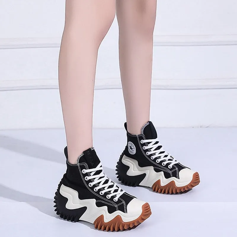 Ladies Platform High Top Canvas Shoes