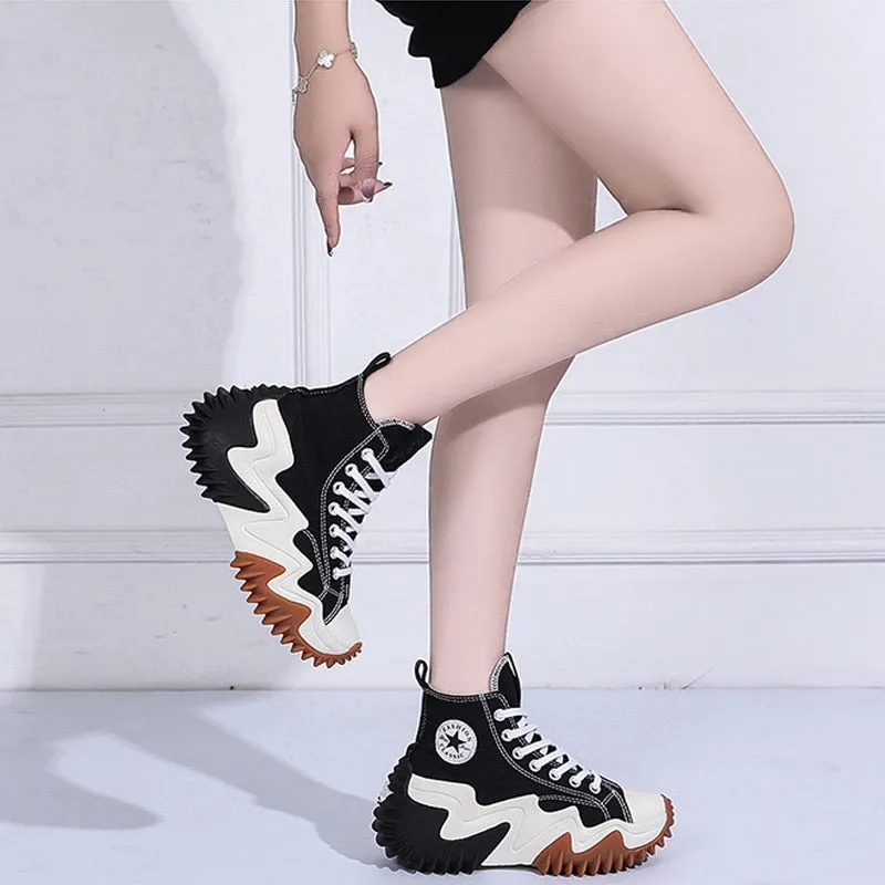 Ladies Platform High Top Canvas Shoes