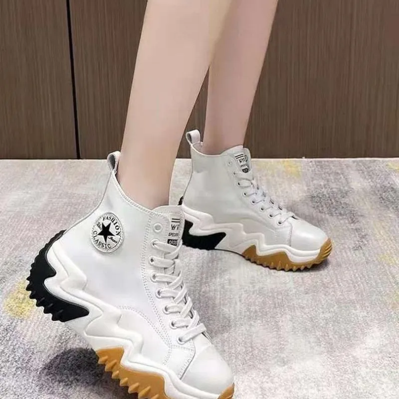 Ladies Platform High Top Canvas Shoes