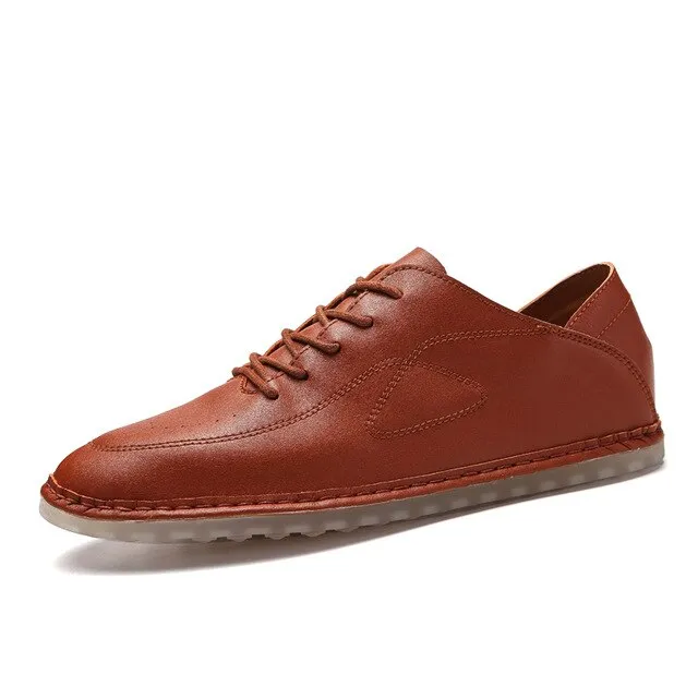 Large size 38-47 fashion Leather Men Casual Shoes Brand Mens Loafers Moccasins Breathable Slip On Lace Up Driving Shoes