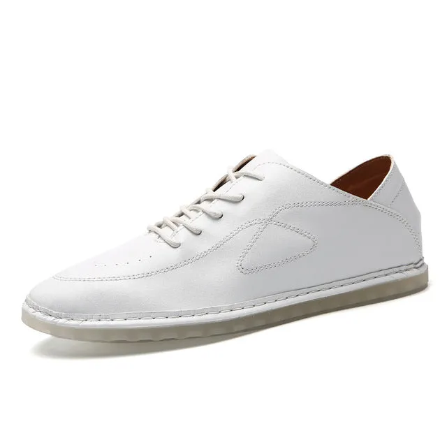 Large size 38-47 fashion Leather Men Casual Shoes Brand Mens Loafers Moccasins Breathable Slip On Lace Up Driving Shoes