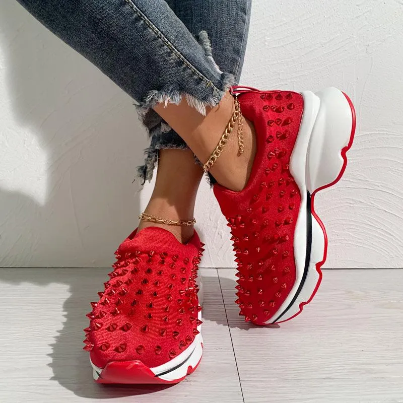 Leopard Print Rivet Casual Sneakers