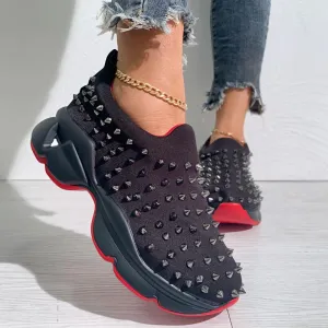 Leopard Print Rivet Casual Sneakers