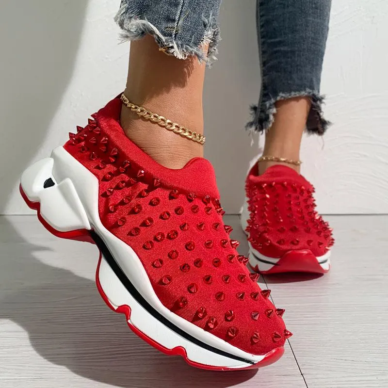 Leopard Print Rivet Casual Sneakers