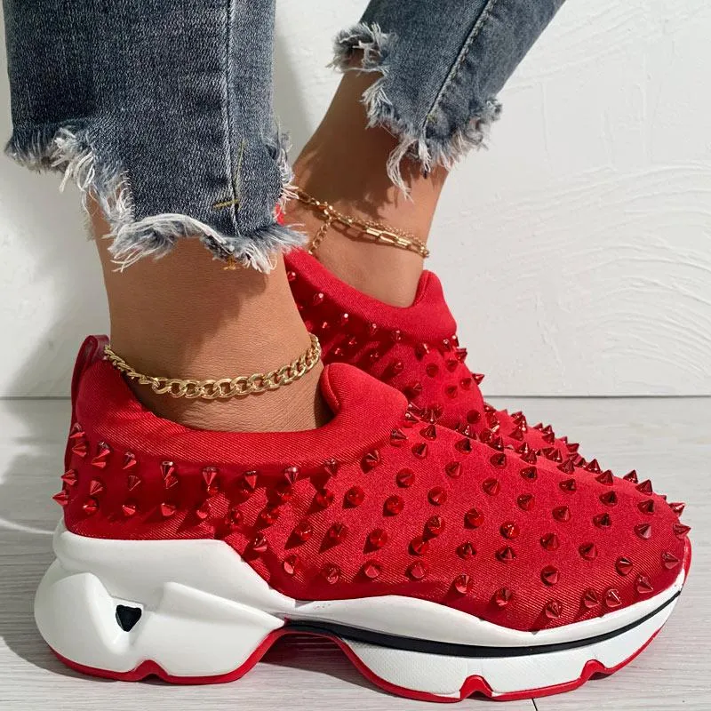 Leopard Print Rivet Casual Sneakers