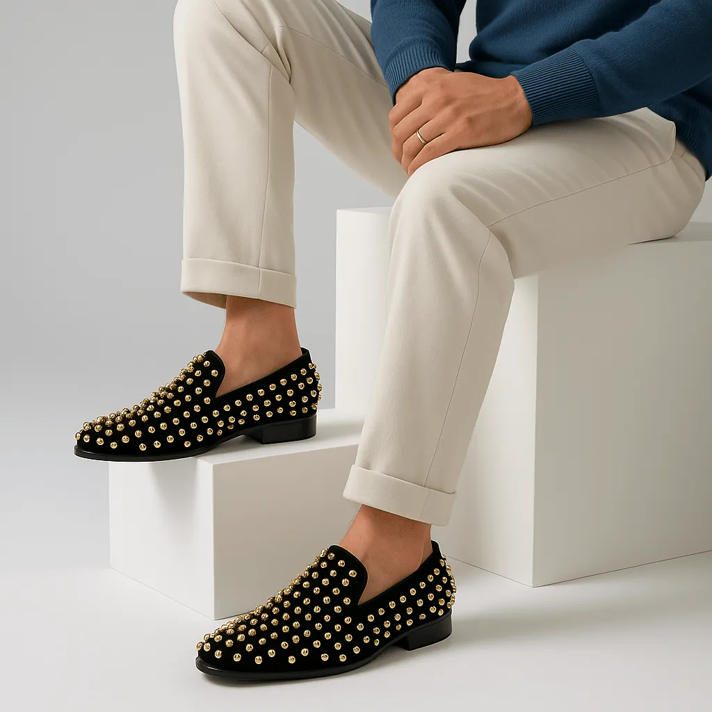 LumiNovi | The Studded Leather Loafers