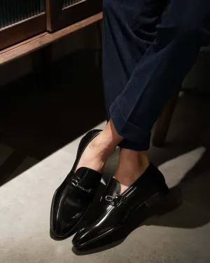 Luxury Black Leather Horsebit Loafers – Elegant Handmade Formal Shoes for Men