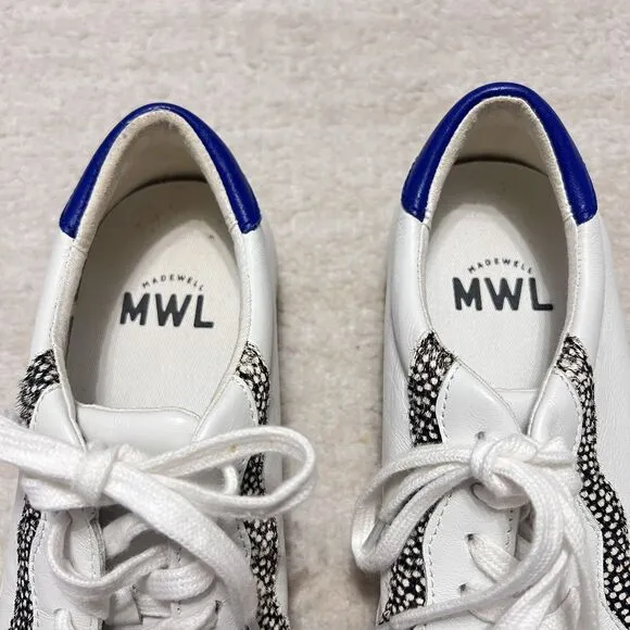 Madewell Women’s Sidewalk Low-Top Sneakers in Leather and Calf Hair Size 6 MD175