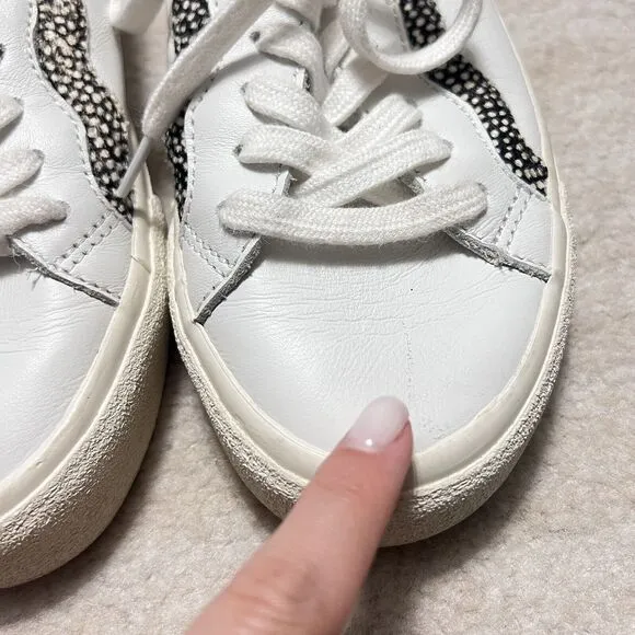 Madewell Women’s Sidewalk Low-Top Sneakers in Leather and Calf Hair Size 6 MD175