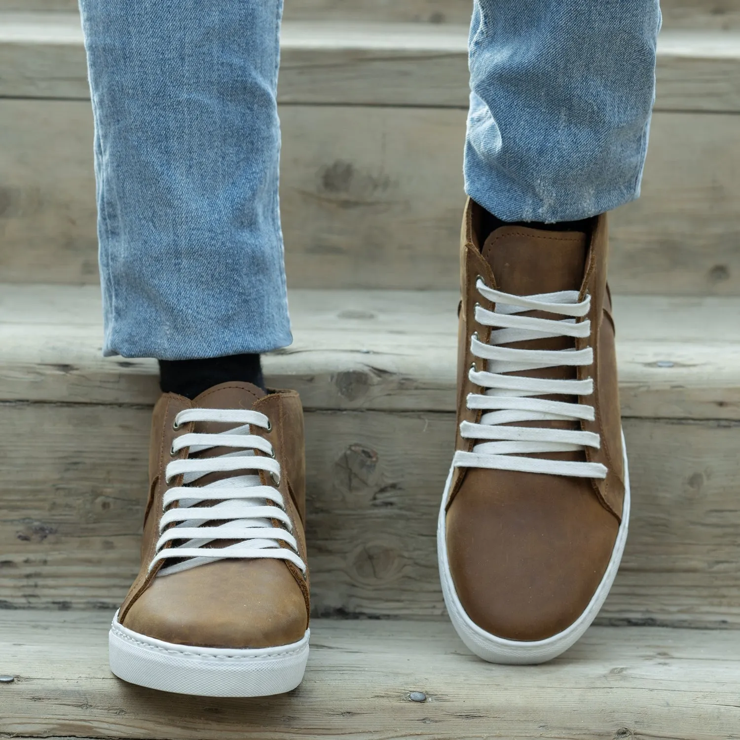 Marty High Top Burnt Copper Pullup Leather Sneakers