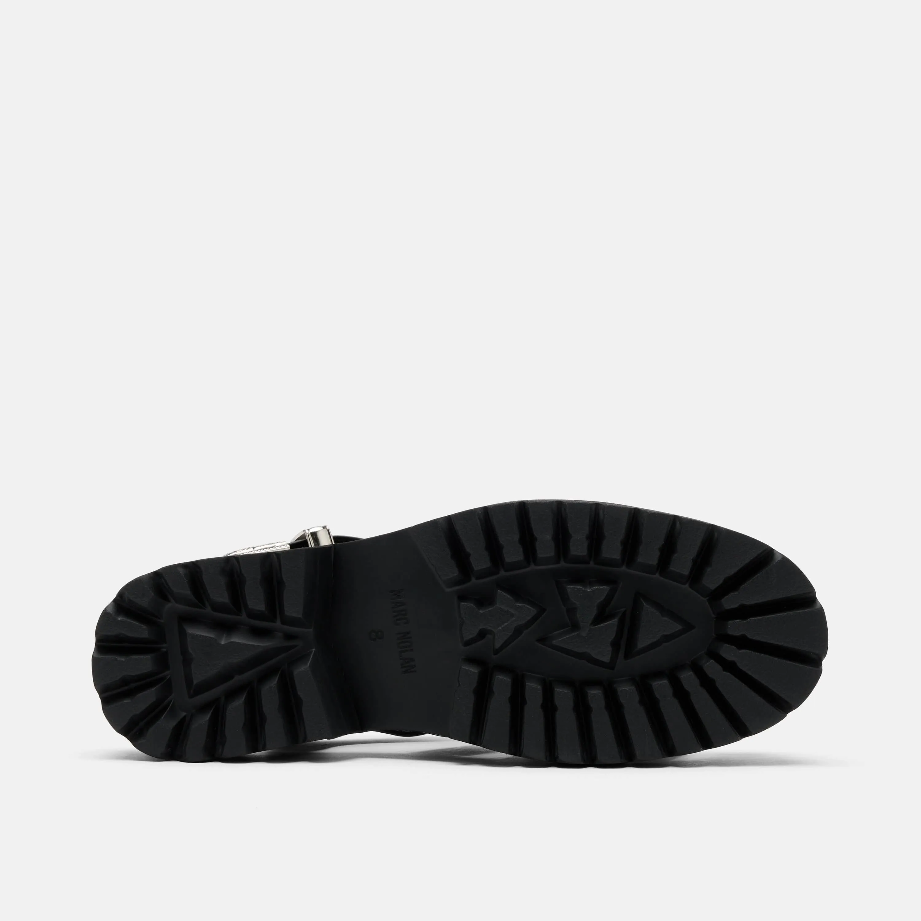 Maya Black Leather Lug Fisherman Sandals