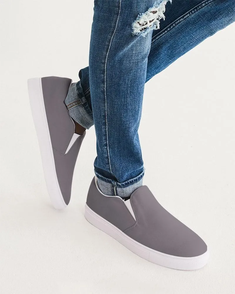 Medium Dark Magenta Gray Slip-On Canvas Sneakers | Men's | Medium Dark Pale Magenta Gray | C0M10Y0K60