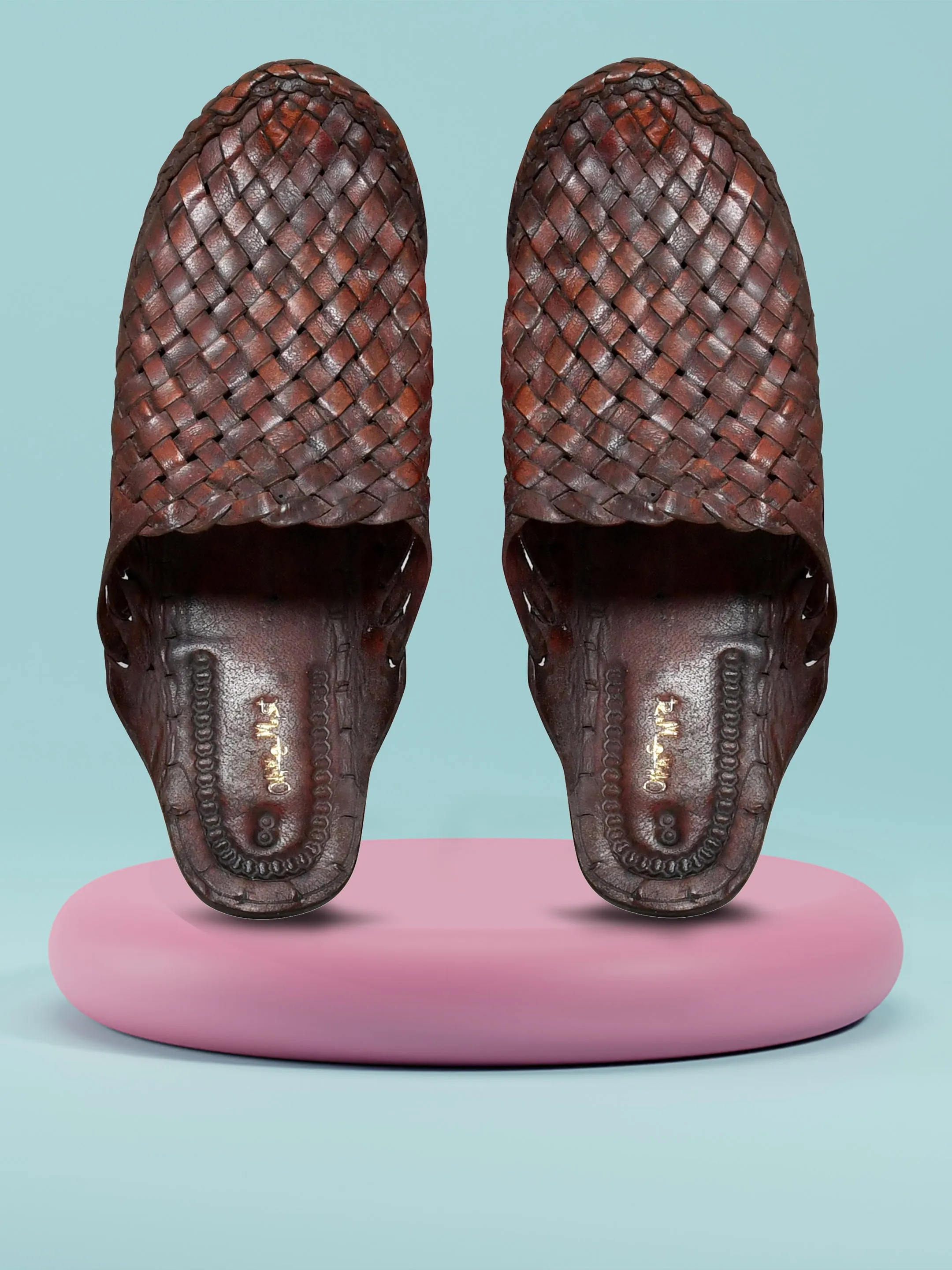Men Brown Ethnic Handcrafted Leather Fisherman Kolhapuris (OMKP-001-BROWN)