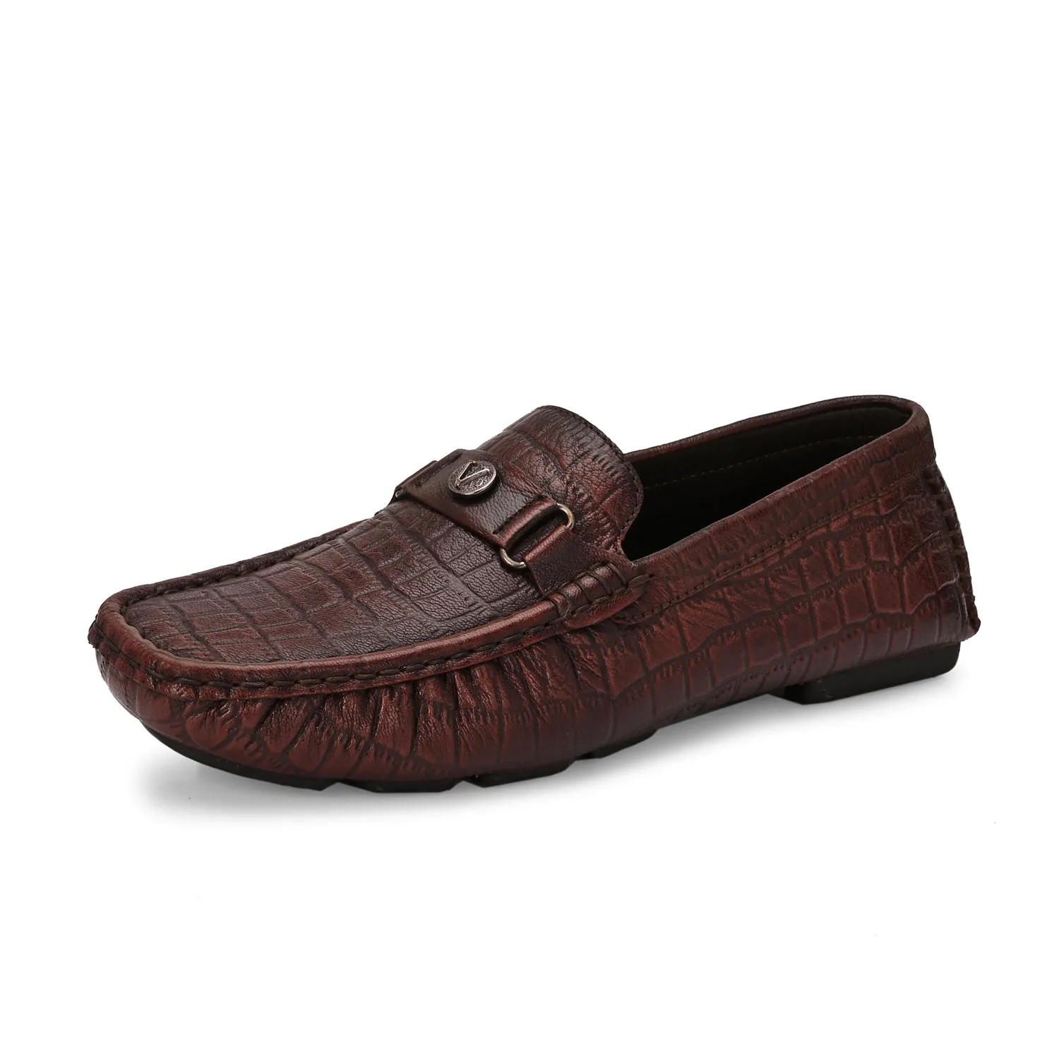 Men Premium Leather Brushoff Casual Slip On Driving Loafers (Romson-28-Brushoff)
