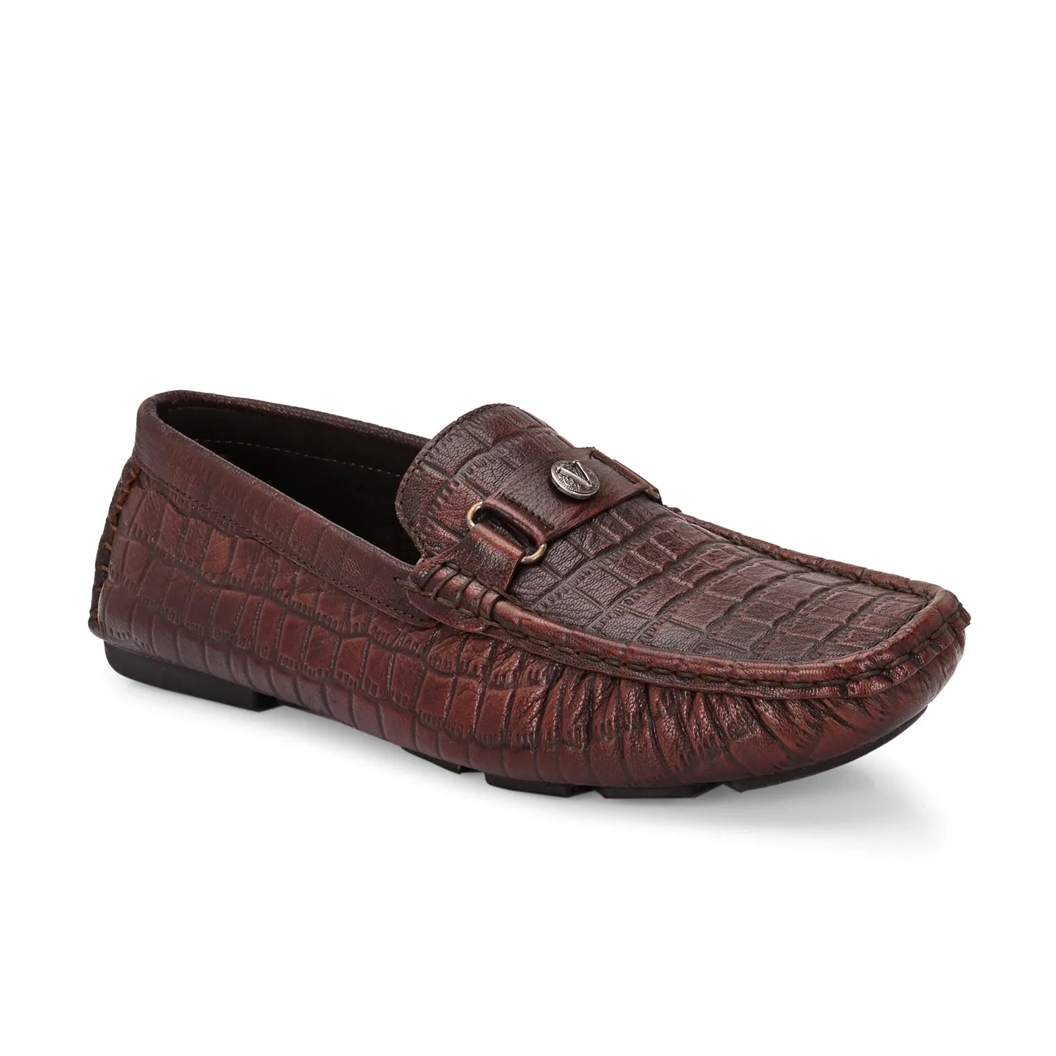 Men Premium Leather Brushoff Casual Slip On Driving Loafers (Romson-28-Brushoff)