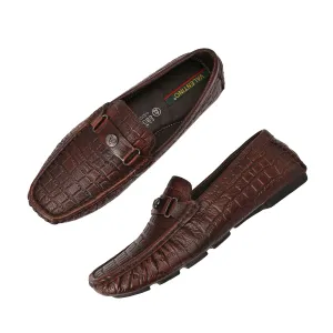 Men Premium Leather Brushoff Casual Slip On Driving Loafers (Romson-28-Brushoff)