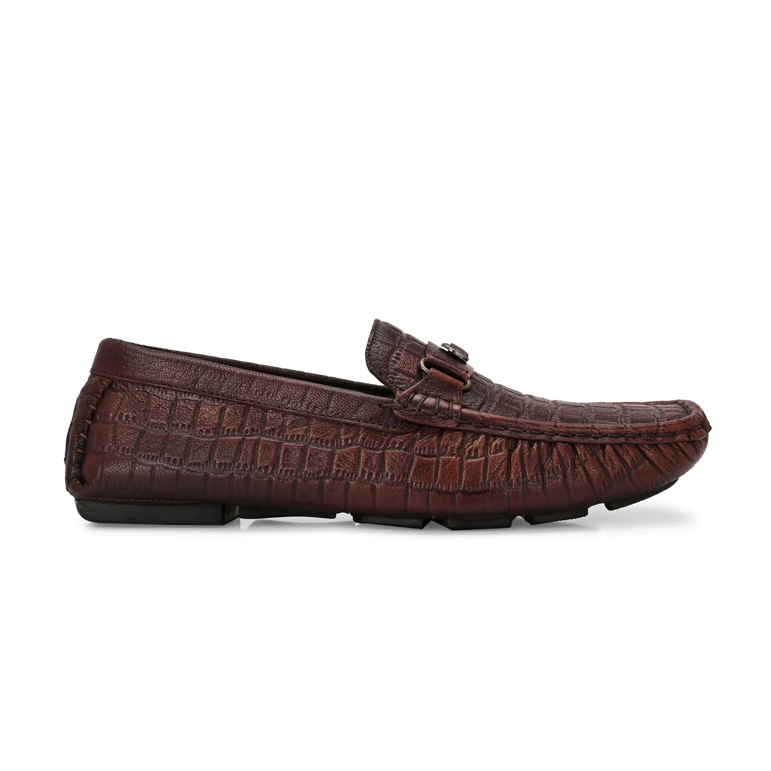 Men Premium Leather Brushoff Casual Slip On Driving Loafers (Romson-28-Brushoff)