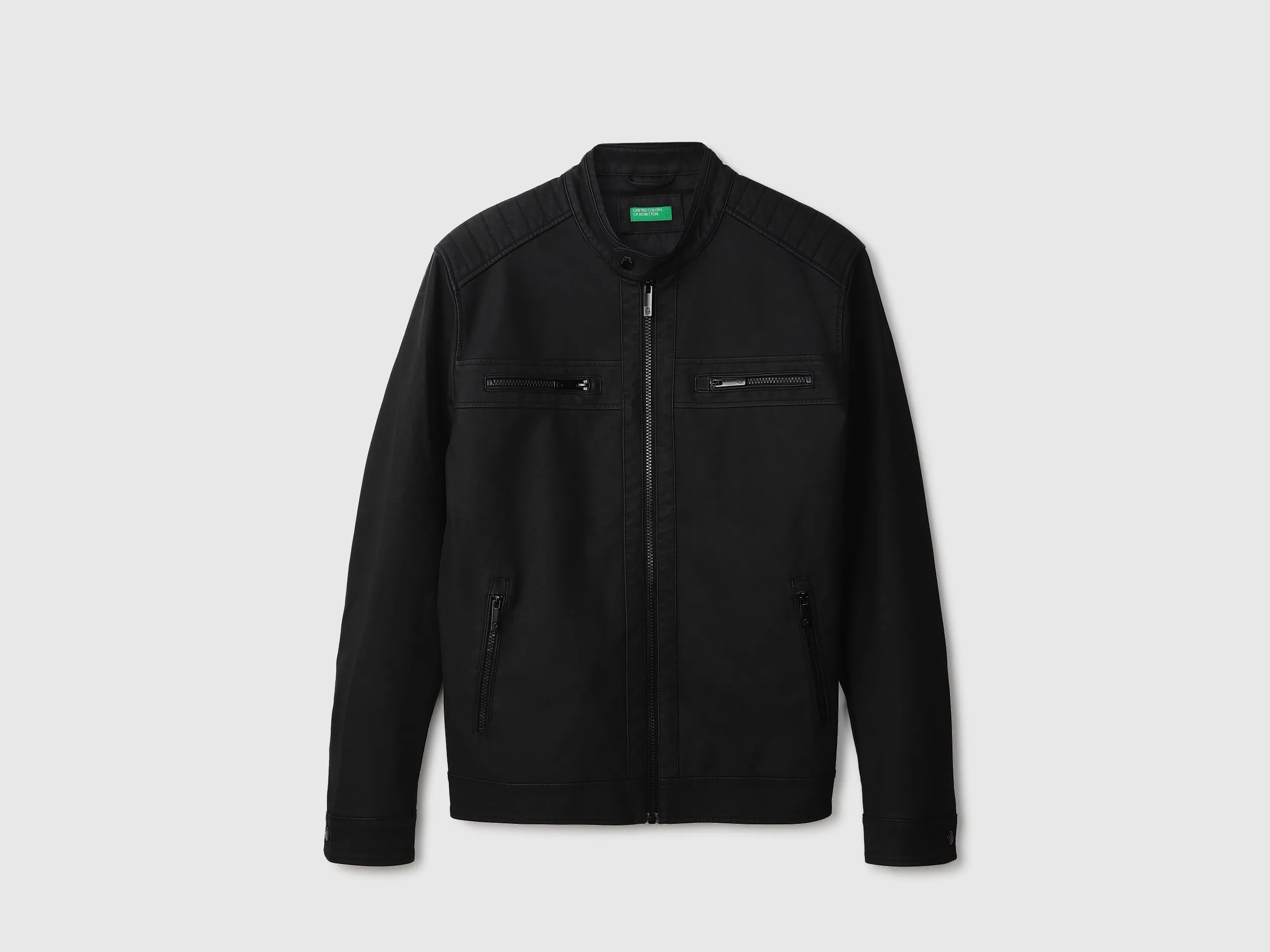 Men Solid Band Collar Jacket