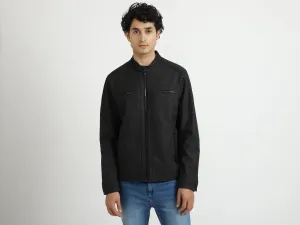 Men Solid Band Collar Jacket