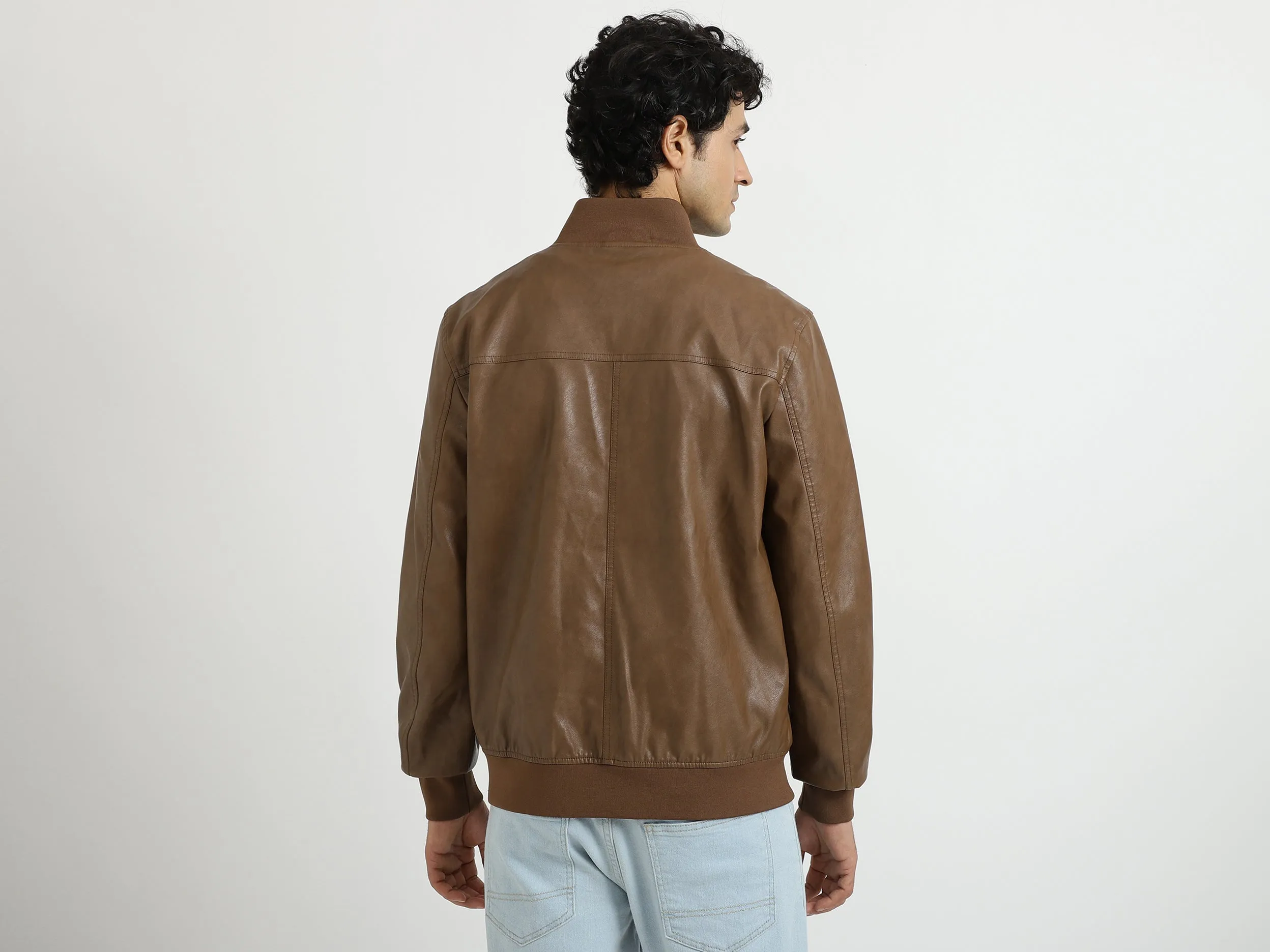 Men Solid High Neck Jacket