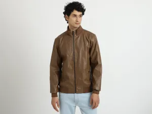 Men Solid High Neck Jacket