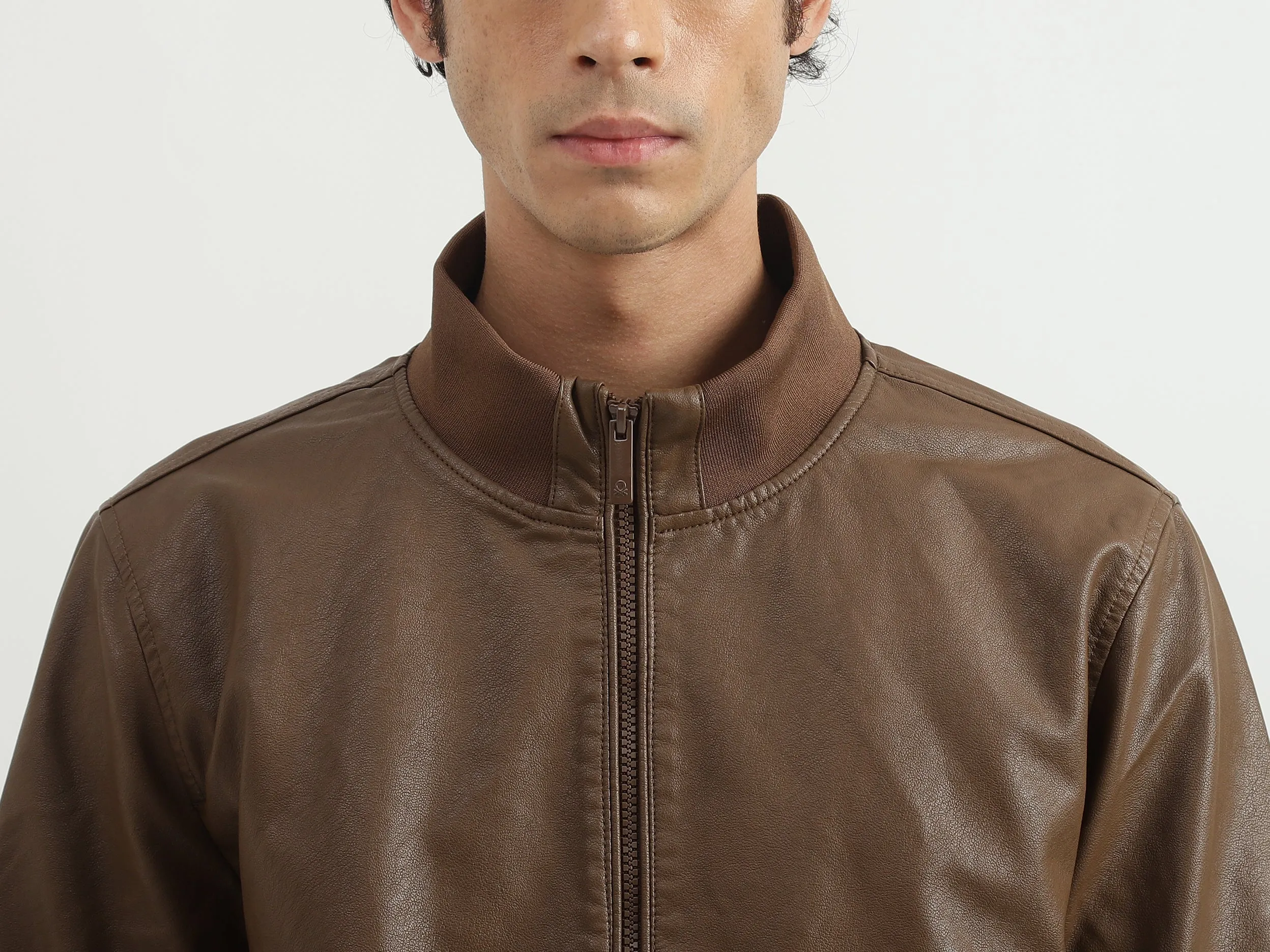 Men Solid High Neck Jacket