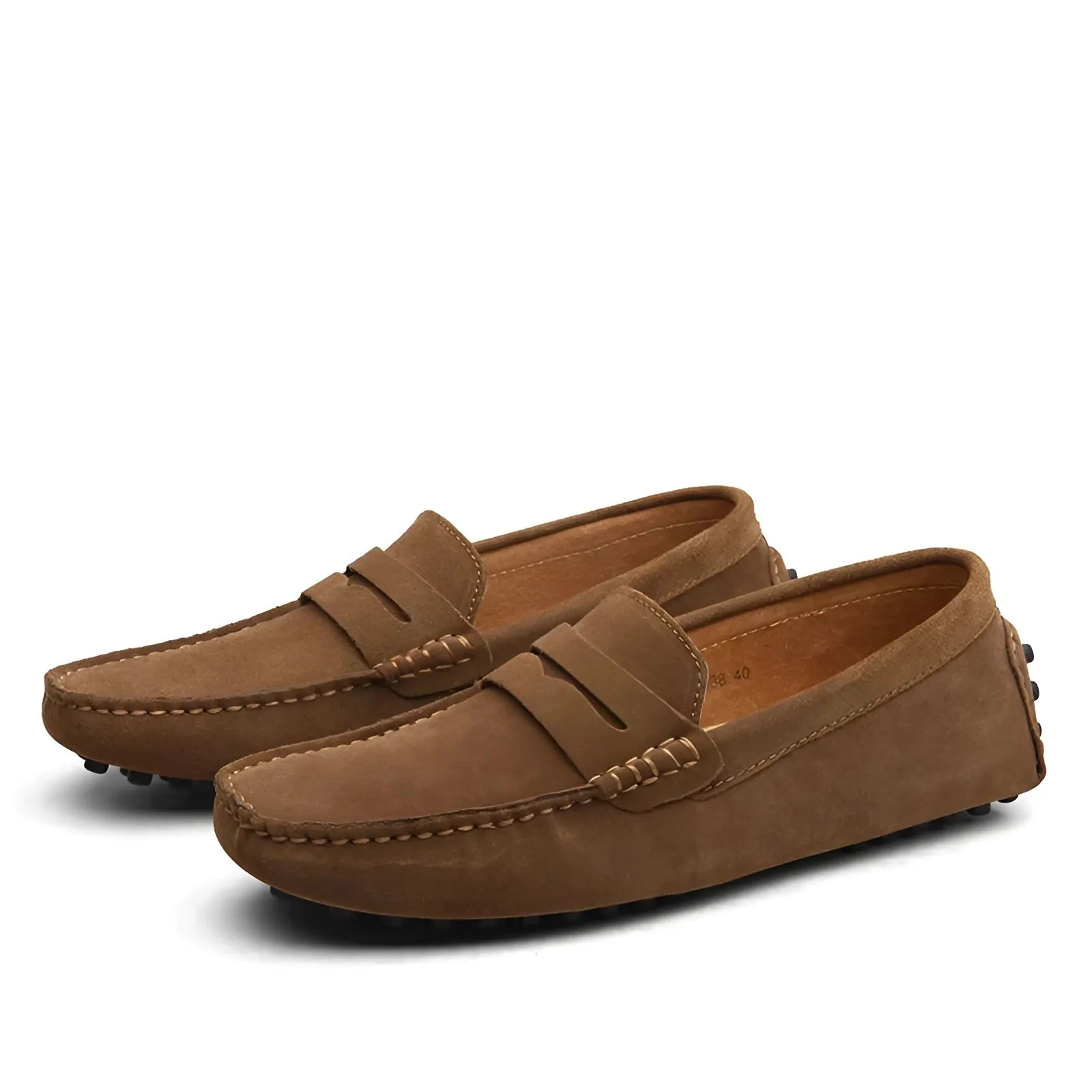 Men's Brown Suede Loafers - Comfortable Slip-On Driving Shoes
