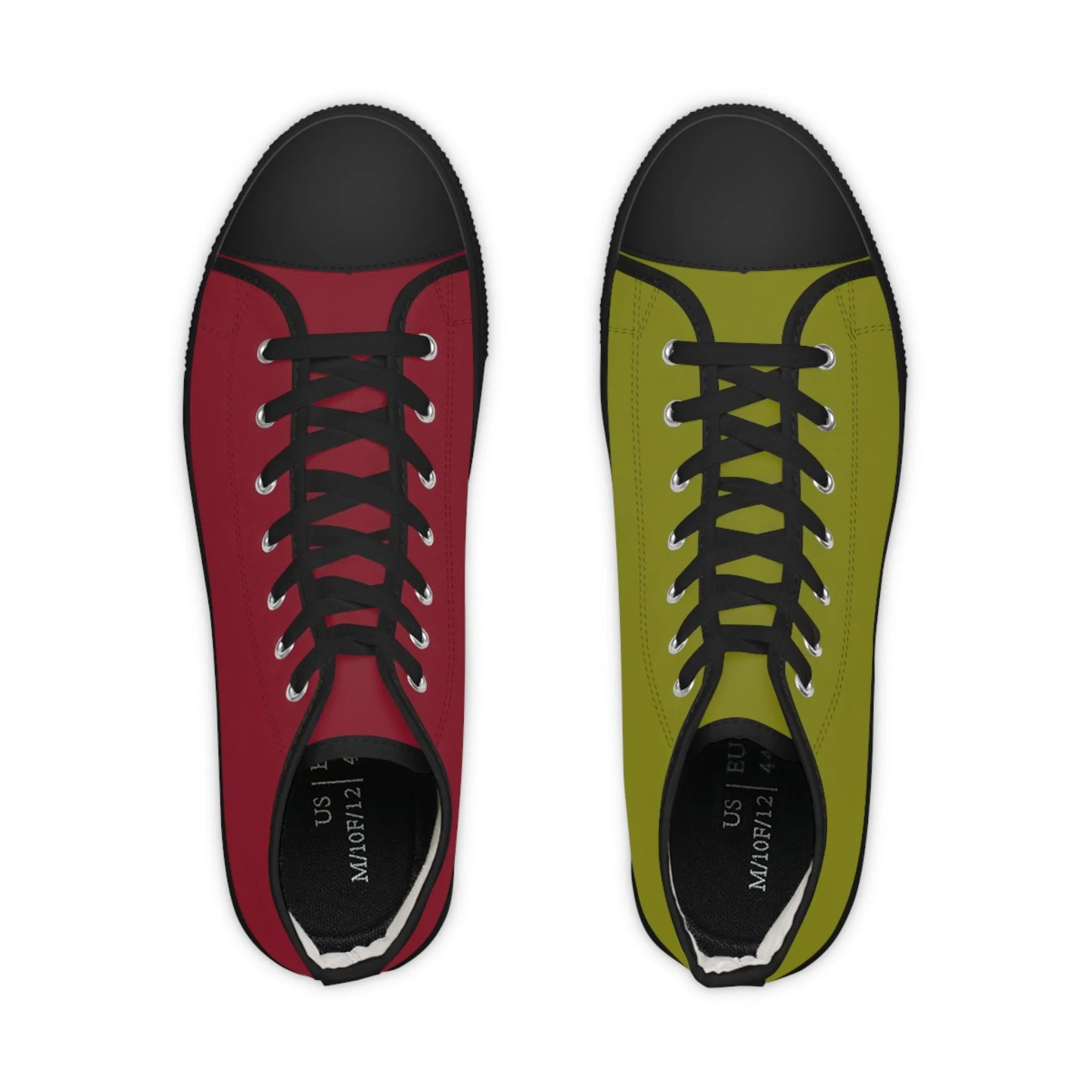 Men's Burgundy & Olive Mismatched High Top Sneakers