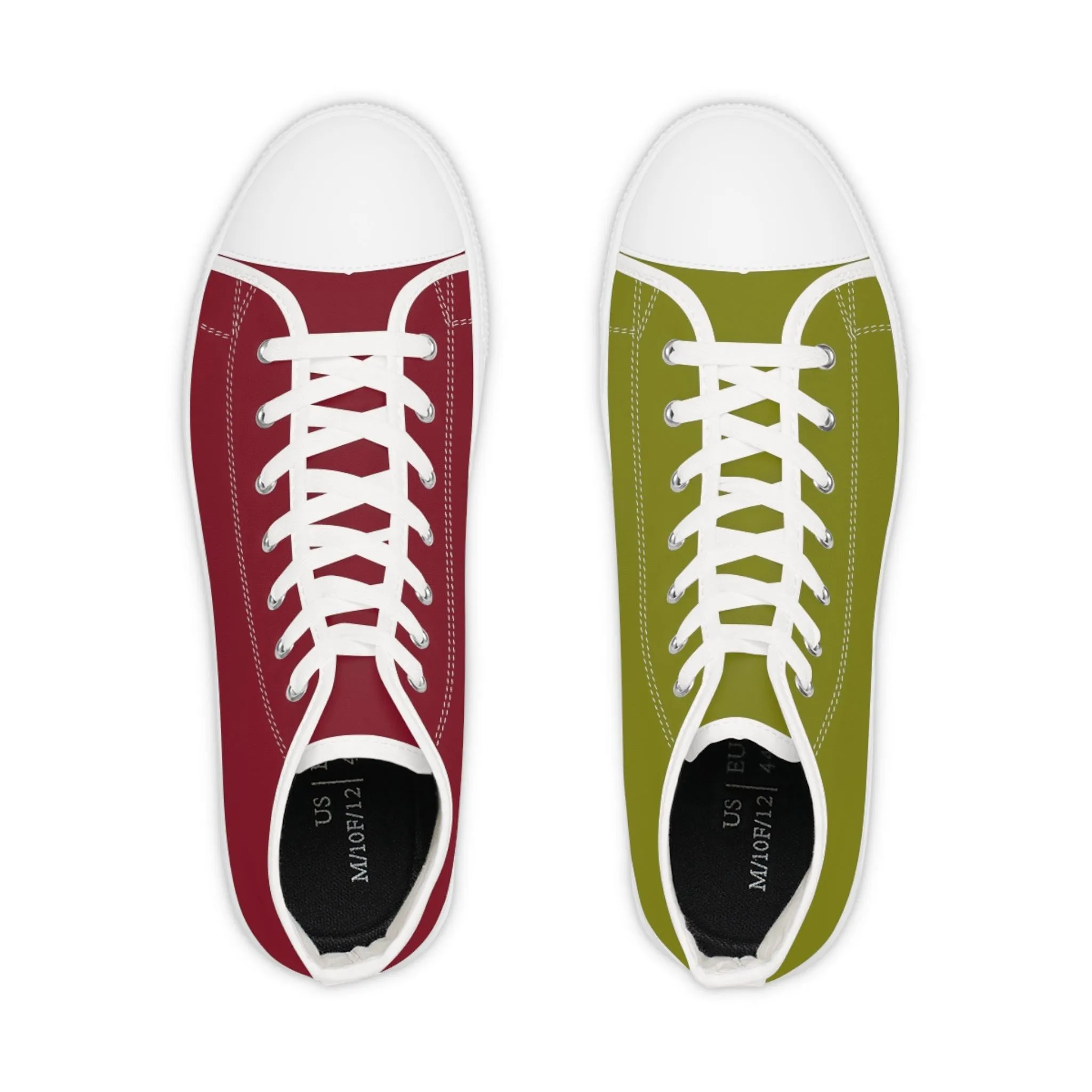 Men's Burgundy & Olive Mismatched High Top Sneakers