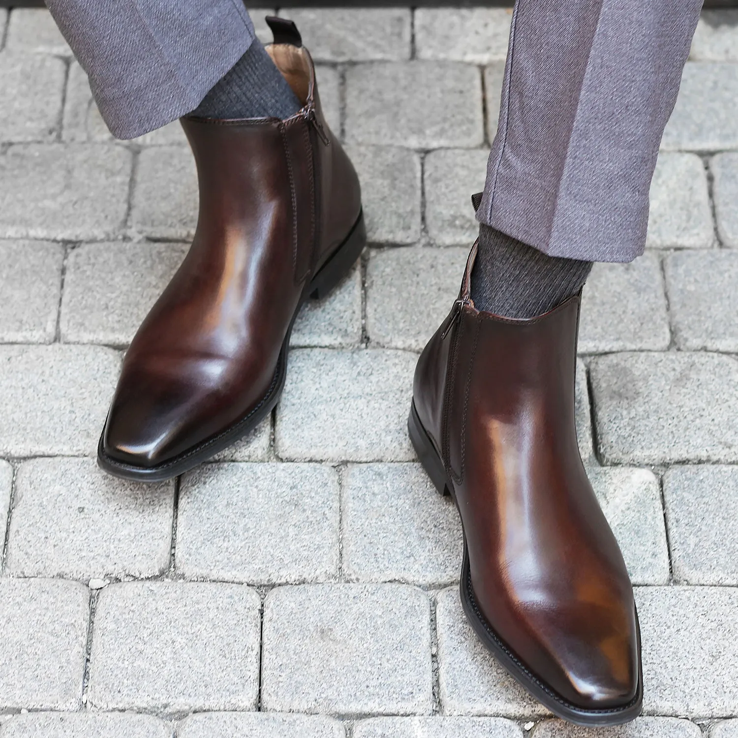 Men's Chelsea Boots Angus-3-darkbrown