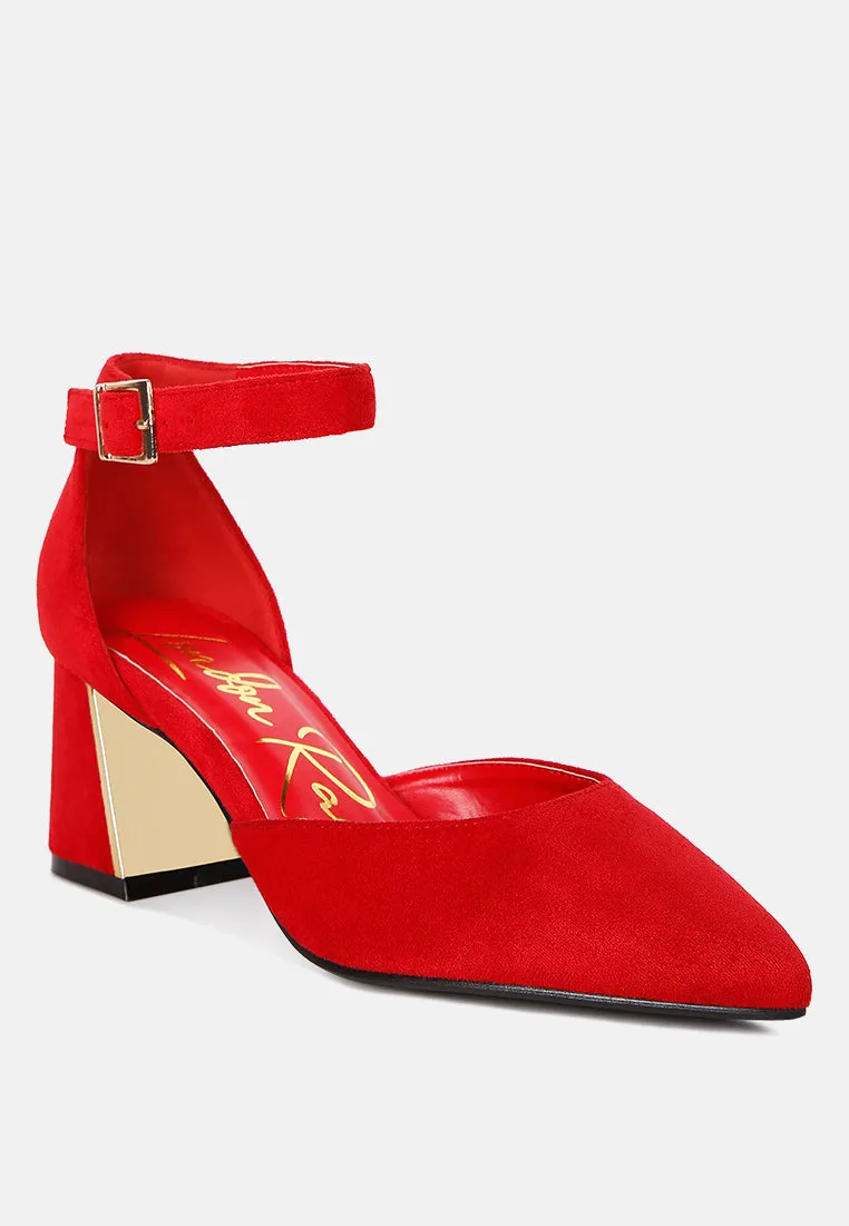 Metallic Accent Angle Heeled Sandals By MODE