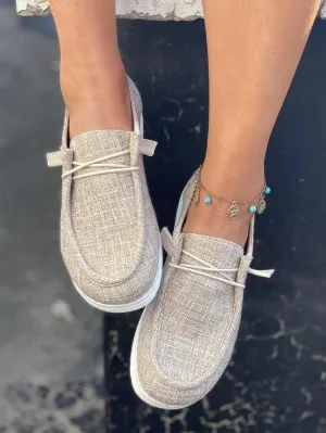 Minimalist Lace-up Front Sneakers - Apricot