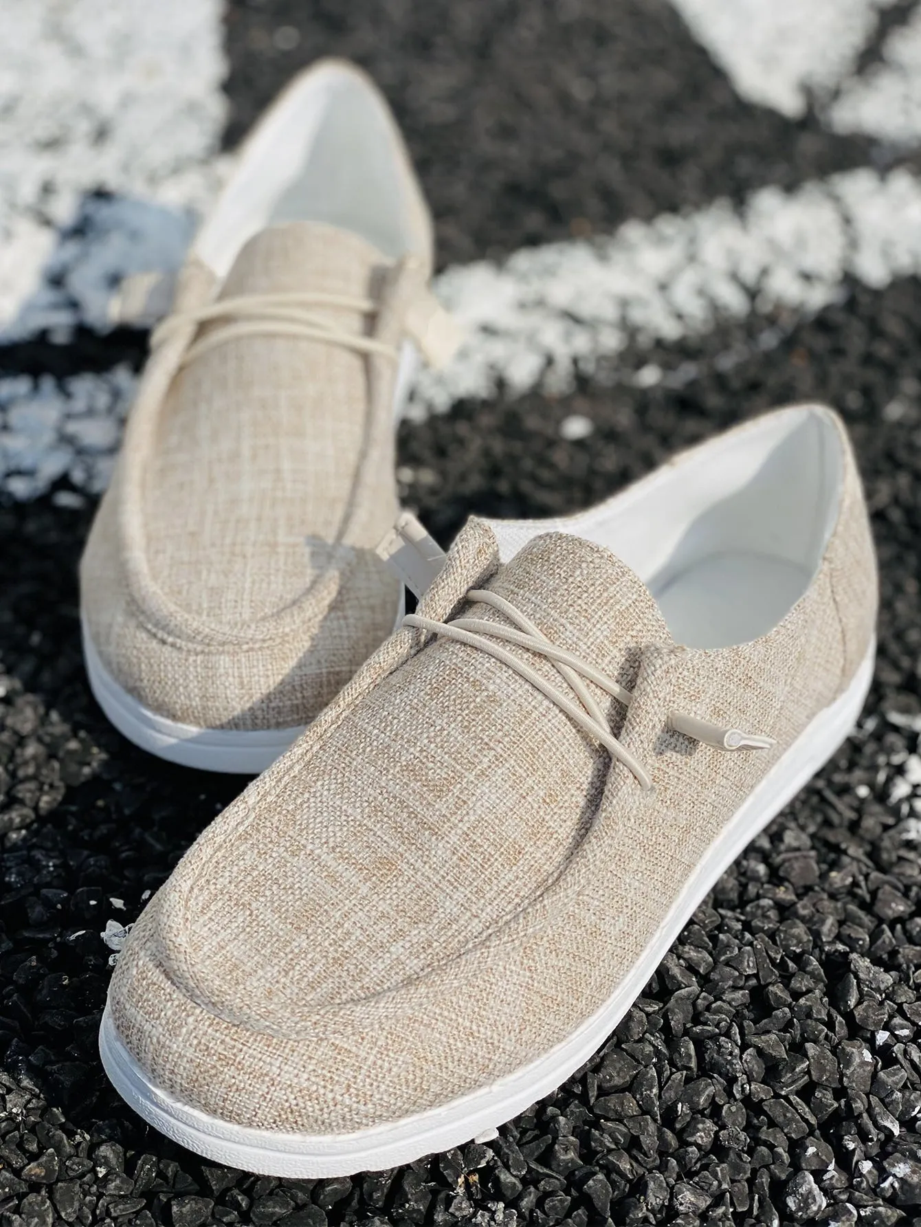 Minimalist Lace-up Front Sneakers - Apricot