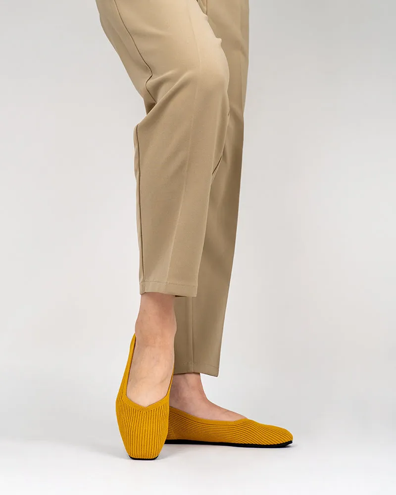 Minimalist Solid Color V-Cut Ballet Flats