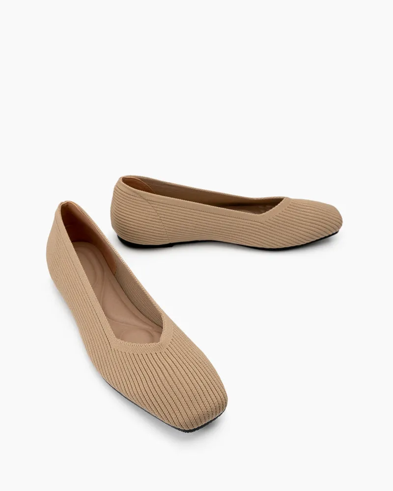 Minimalist Solid Color V-Cut Ballet Flats