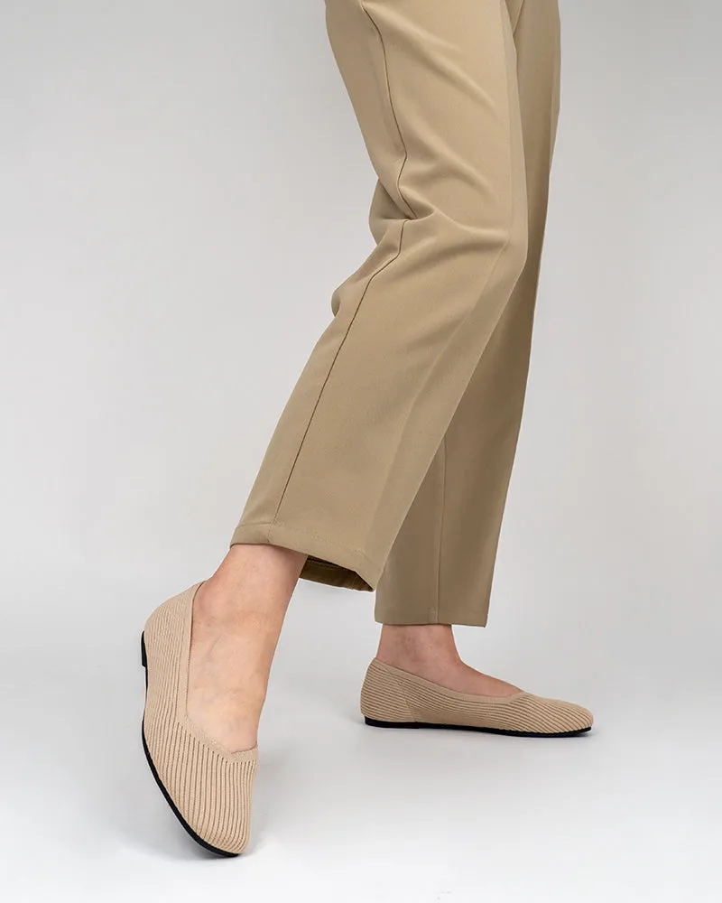 Minimalist Solid Color V-Cut Ballet Flats