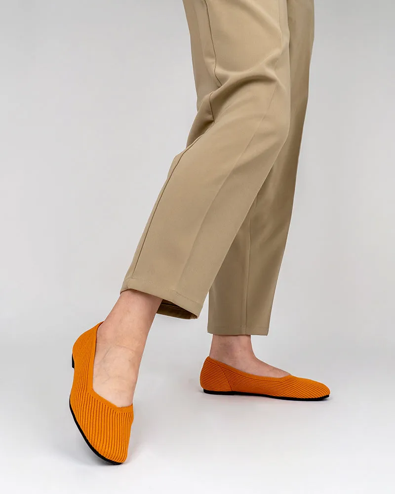 Minimalist Solid Color V-Cut Ballet Flats