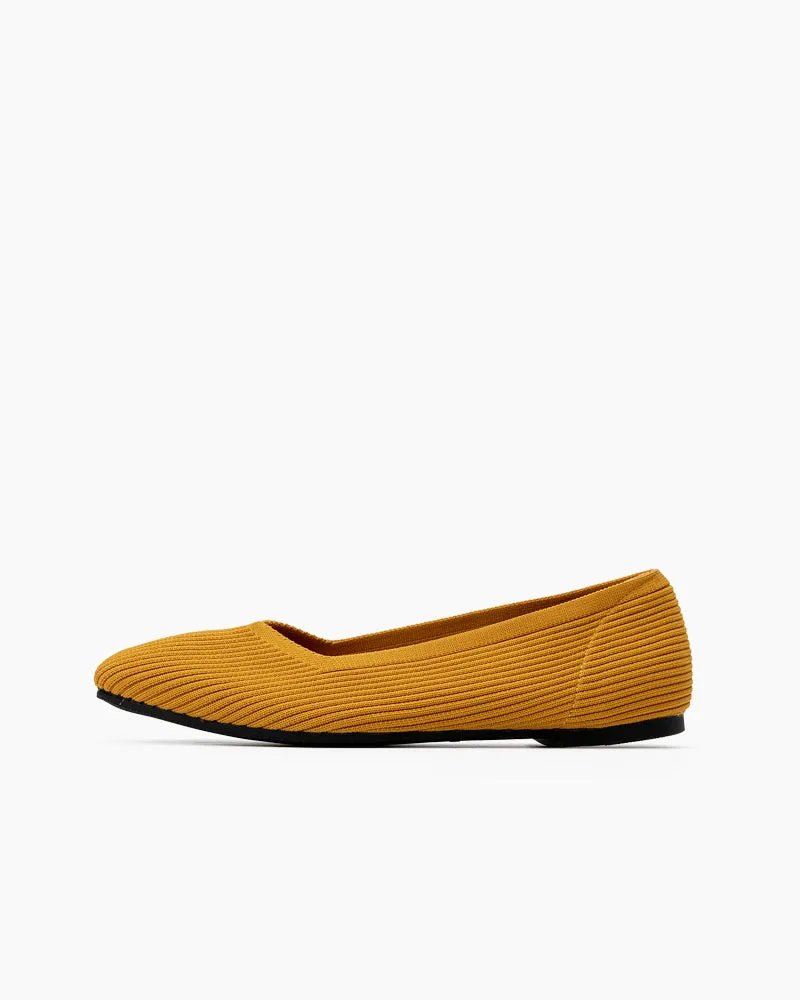 Minimalist Solid Color V-Cut Ballet Flats
